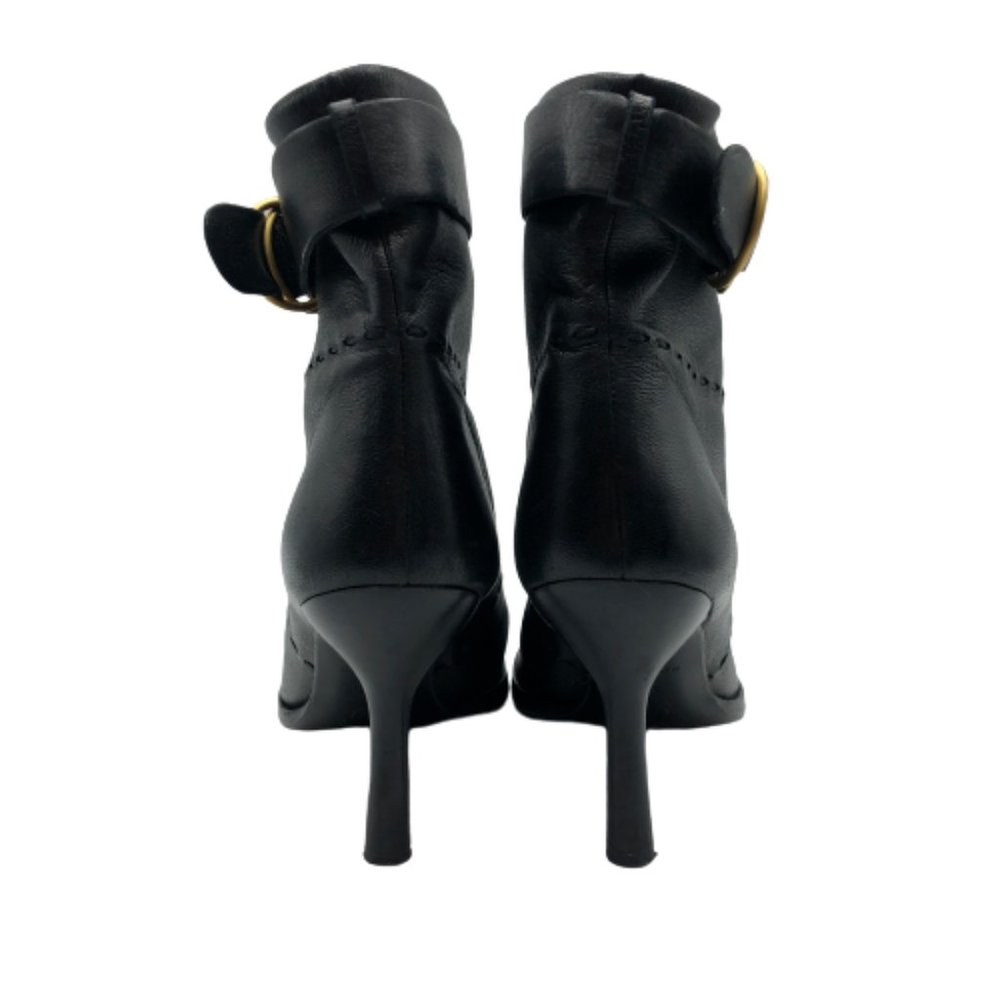 Auth. Chanel Womens Round Toe Ankle Bootie Leather Boots Shoes Black Sz.6.5B - Picture 4 of 8